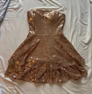 Windsor Sequin Mini Dress Rose Gold Small thumbnail 1