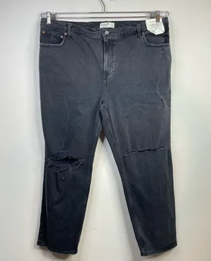 Abercrombie Fitch 90s Straight Ultra High Rise Distressed Black Jeans 35 20 new thumbnail 1