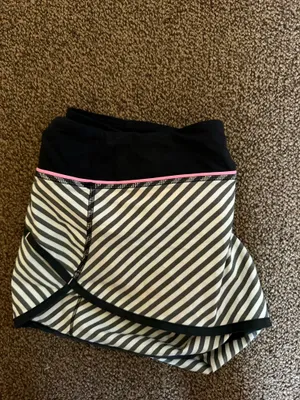 Black and White and Light Pink Striped Lululemon Speed Up Shorts 2.5' thumbnail 4
