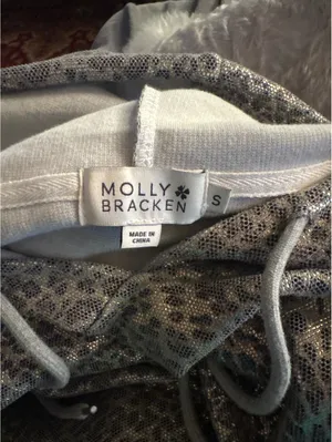 Molly Bracken Women's Silver Leopard Print Hoodie Size S thumbnail 3