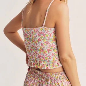 LoveShackFancy Sarai Cropped Ruffle Cami In Floral Fruity Punch New Small thumbnail 3