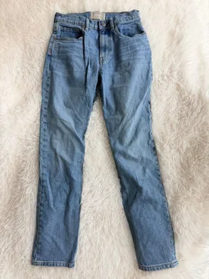 Everlane High Rise Straight Leg Jeans in Medium Blue Wash thumbnail 1