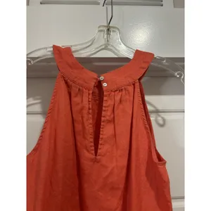 NEW Antibes Blanc 100% Linen Halter Neck Dress Coral Knee Length Keyhole Medium thumbnail 5