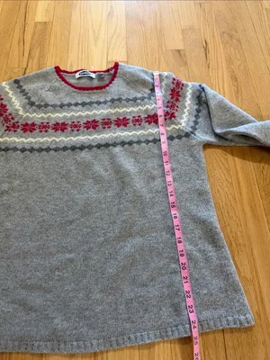 Vintage Y2K Old Navy 100% Lambswool Fair Isle Snowflake Crewneck Sweater Sz XL thumbnail 5