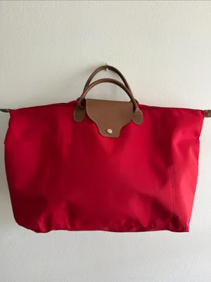 Unbranded Red Tote Handbag with Brown Trim - Classic Women’s Carryall thumbnail 6