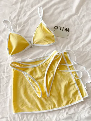 NWT • WILO 3pc Bikini Set Yellow Size M thumbnail 3