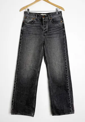 Madewell Low Slung Baggy Jeans Gray Black 25 Button Fly Wide Leg thumbnail 1
