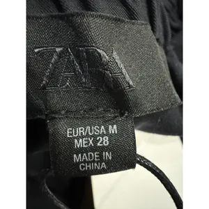 Zara‎ Black Mixed Media Ribbed Knit Midi Skirt Elastic Waist Womens M thumbnail 3