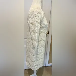 ZARA white lace three-quarter length sleeve dress small thumbnail 2