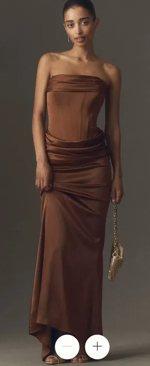 Anthropologie Mare Mare Odette Strapless Corset Chocolate Brown Maxi Dress NWT thumbnail 1