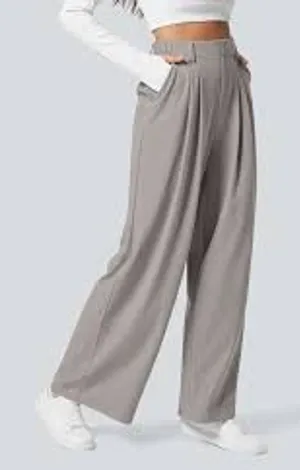 HALARA High Waist Pocket Wide Leg Micro Waffle Pants Satellite Gray Small S thumbnail 1