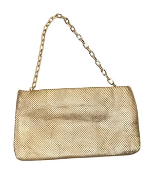 Shiraleah Chicago Gold Mesh Clutch Evening Shoulder Bag Metallic Chain 80s Glam thumbnail 1