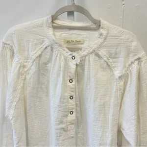 NWT Free People Beach Day Pullover In Ivory Oversized‎ Gauze Cotton White thumbnail 4