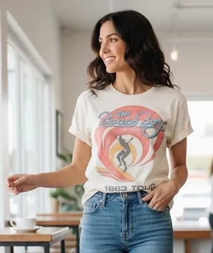 Daydreamer The Beach Boys 1983 Tour Graphic Tee Vintage White Size M‎ Cotton thumbnail 1