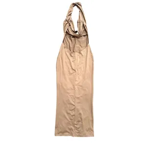 SheIn Halter Neck Cowl Neck Open Back Maxi Dress in Brown, Size S thumbnail 2