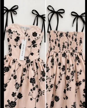 NWT Alice + Olivia Blush Noir Floral Tie-Strap Party Dress Sz S thumbnail 2