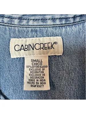 Vintage Cabin Creek Blue Embroidered Denim Button Down Shirt Small thumbnail 4