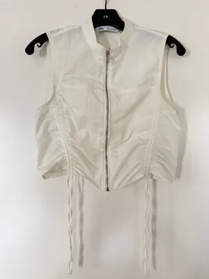 ZARA Zipper Top Crop White Small thumbnail 2