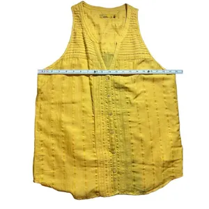 Prana‎ women’s yellow textured sleeveless blouse sz M thumbnail 4