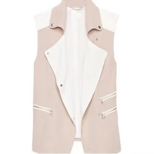 Aritzia Wilfred Timbre Tan Cream Sleeveless Snap Moto Vest Coat Jacket Size XS thumbnail 4