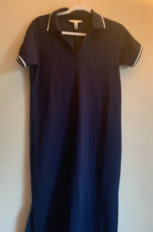SPANX Navy Maxi Polo Dress Small Women Athletic Short Sleeve Casual Summer thumbnail 1
