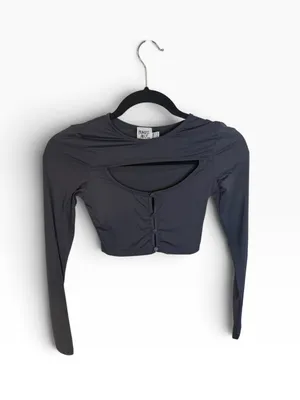 Princess Polly Gray Cropped Cut Out Top thumbnail 2