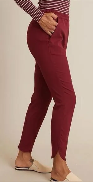 Marine Layer Allison Burgundy Relaxed Fit Pull On Trouser Pants Women’s Small thumbnail 1