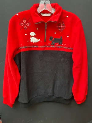 TanJay Women’s Pullover Fleece Dogs Scottie Dog Red thumbnail 1
