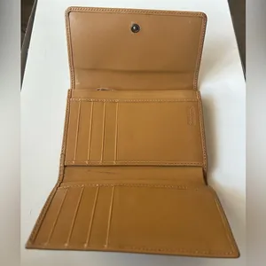 Vintage Coach Leather Tri Fold Card Holder Wallet Tan Camel 5.5”x4” thumbnail 3