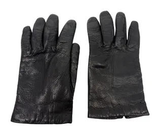 Vintage Black Leather Gloves Medium Vented Cuff Lined Winter Classic Retro thumbnail 1