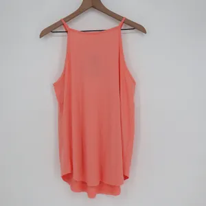 Wiholl Womens Pleated Halter Tank Top Coral Pink High Neck Sleeveless Large NEW thumbnail 3