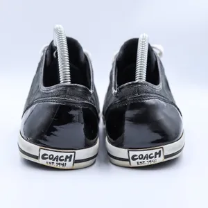 Coach Polly Signature Monogram Sneakers Womens 9B Black Jacquard Patent Low Top thumbnail 4