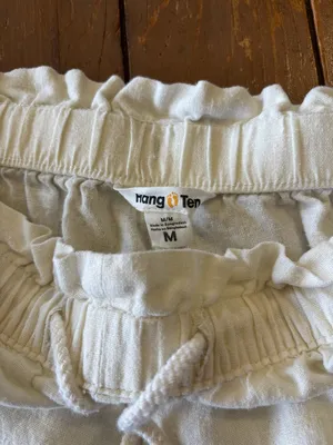Hang Ten Linen Rayon White Drawstring Lounge Shorts thumbnail 3