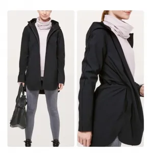 Lululemon Glyde Along Black Hooded Softshell Full‎ Zip Jacket Womens Size 4 thumbnail 11