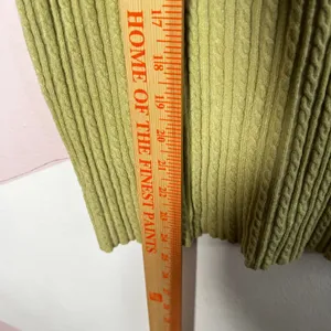 Wool Blend Cable‎ Knit Top Womens Medium Short Sleeve Green Comfy Preppy thumbnail 4