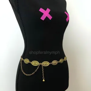 Vintage Y2K Western Gold-Tone Concho Chain Belt, Fits 16–39.5 Inches, X7GA1216 thumbnail 3