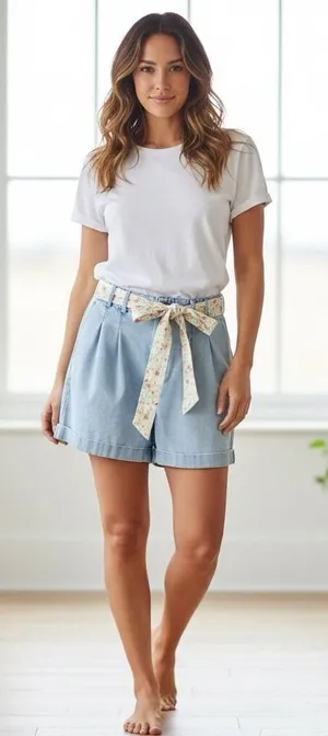 American Eagle Womens Size Medium Jean Shorts Tie Belt Blue Denim Casual Spring thumbnail 1