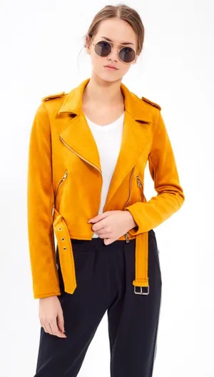Ivonne Faux Suede Moto Biker‎ Jacket 6 maximalist layered boho grunge rocker thumbnail 1