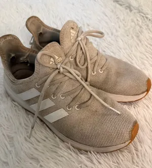 Adidas Cloudfoam Knit Sneakers Beige Gum Sole Women's US 9.5 thumbnail 1