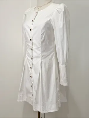 Reformation Lovisa Long Sleeve Mini Dress 6 White Button Down Feminine City Chic thumbnail 6