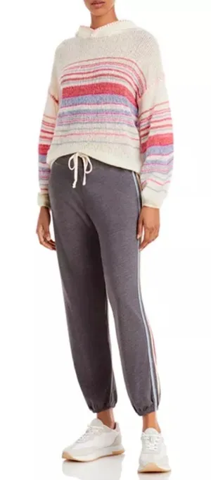 Sundry Women’s Small Jogger Sweatpants Vertical‎ Rainbow Side Stripe Travel thumbnail 1