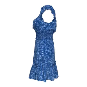 Hello Molly Blue White‎ Print Smocked Mini Dress Puff Sleeve Cottagecore Size S thumbnail 5