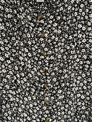 American Eagle black white floral print mini dress size Medium thumbnail 2