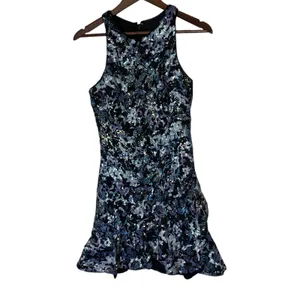 Aidan MATTOX Blue Sequin Beaded Cocktail Dress Size 2 thumbnail 3