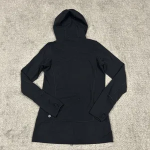 Lululemon Black Jacket Womens 6 Full Zip Hooded High Neck Running Top Pockets thumbnail 8