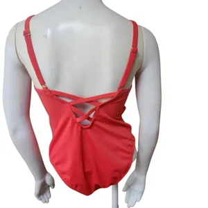 Kona Sol Stylish Ribbed Coral One-Piece Swimsuit (S) thumbnail 4
