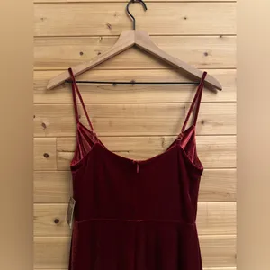 NWT Taylor Size 2/XS Strappy Red Orange Cowlneck Velvet Midi Dress thumbnail 10