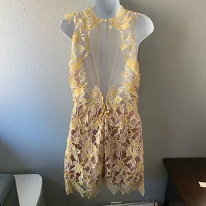 NBD Yellow Lace Mini Dress thumbnail 9