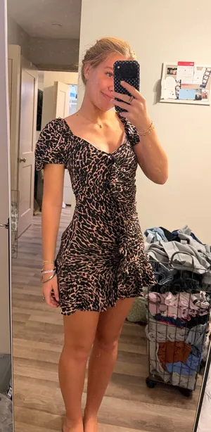 Pink Leopard Print Mini Dress Size XS thumbnail 1