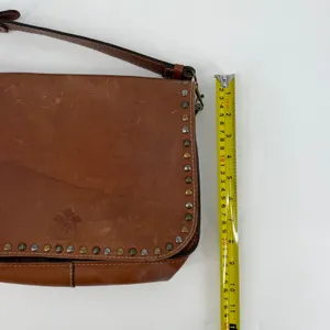 Patricia Nash Brown Italian Leather Studded Flap Crossbody Messenger‎ Bag thumbnail 6